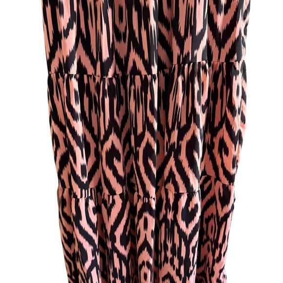 English Factory Womens XS Ikat Maxi Dress Orange Black Tiered Ruffle Sleeve - Picture 4 of 15
